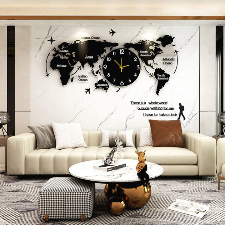 Luxury 3D Wooden World Map Wall Clock | Stylish Wall Decor for Home & Office