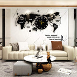 Luxury 3D Wooden World Map Wall Clock | Stylish Wall Decor for Home & Office